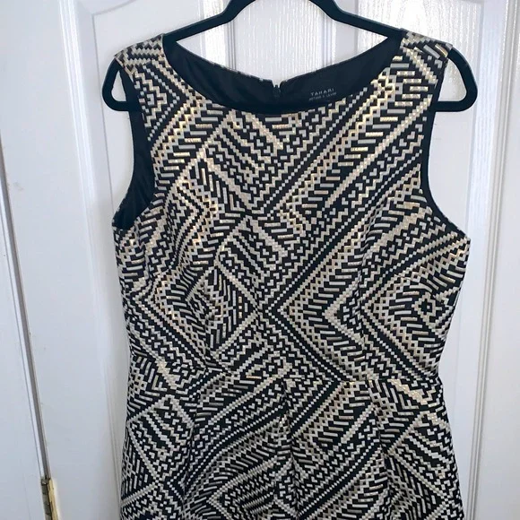 Tahari black and gold dress (size: 12)